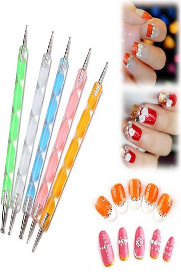 20-Piece Nail Art Set Black/Silver/Orange - Image 4