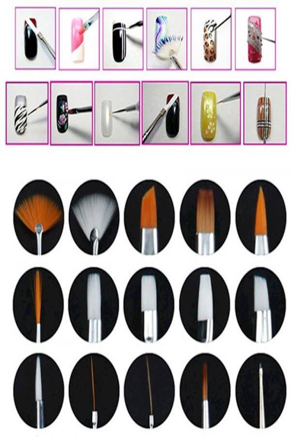 20-Piece Nail Art Set Black/Silver/Orange - Image 5