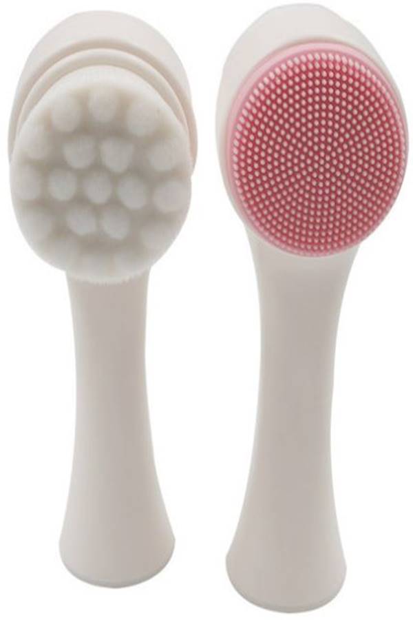 Double Sided Face Wash Brush White/Pink - Image 2