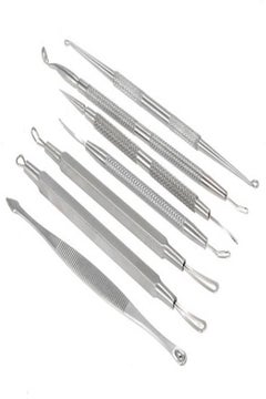 7-Piece Double-Edged Pimple Needle Set With Storage Bag Silver/Black - v1555081865/N23598056A_2