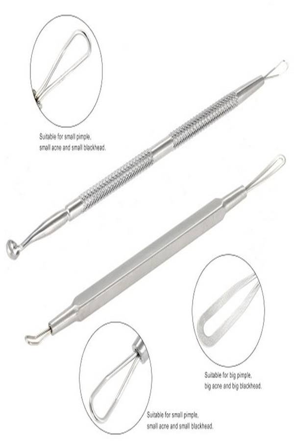 Generic - 7-Piece Double-Edged Pimple Needle Set With Storage Bag Silver/Black - Image 1