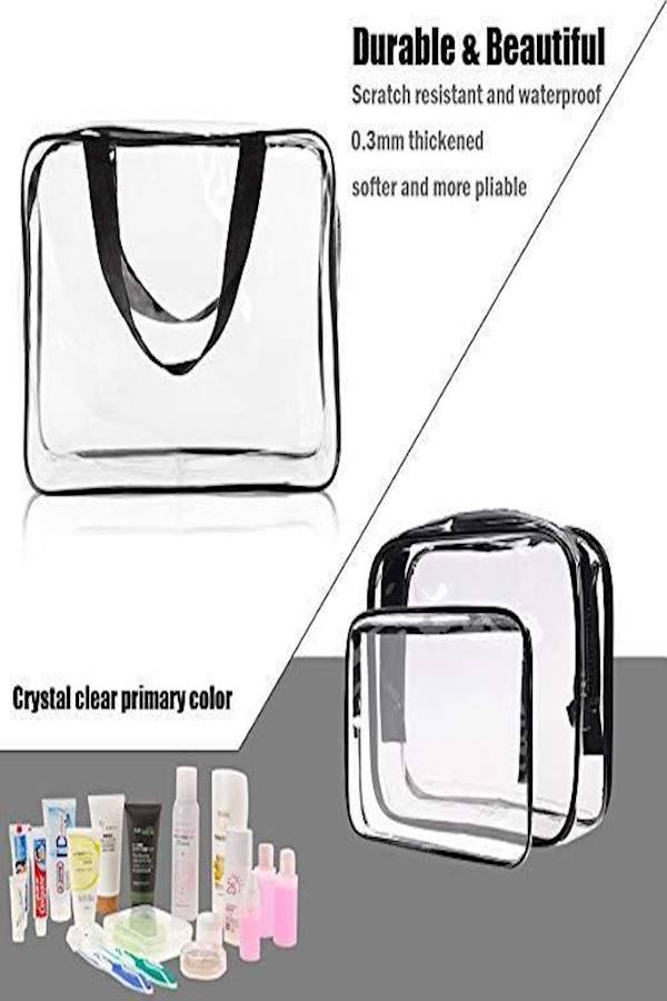 3-Piece Travel Makeup Bag Set Clear/Black - Image 2