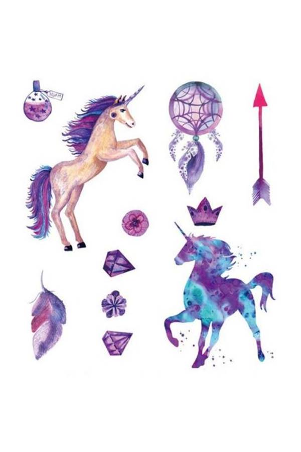 2-Piece Temporary Tattoo Set Purple/Blue/Green - Image 3
