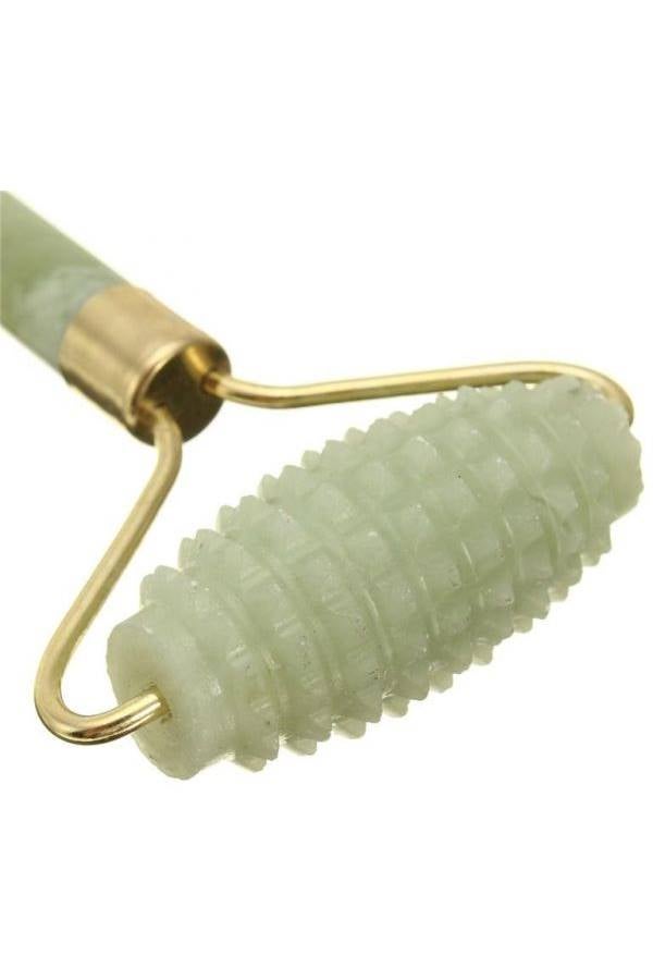 Dual Action Jade Facial Roller Green/Gold 14cm - Image 5