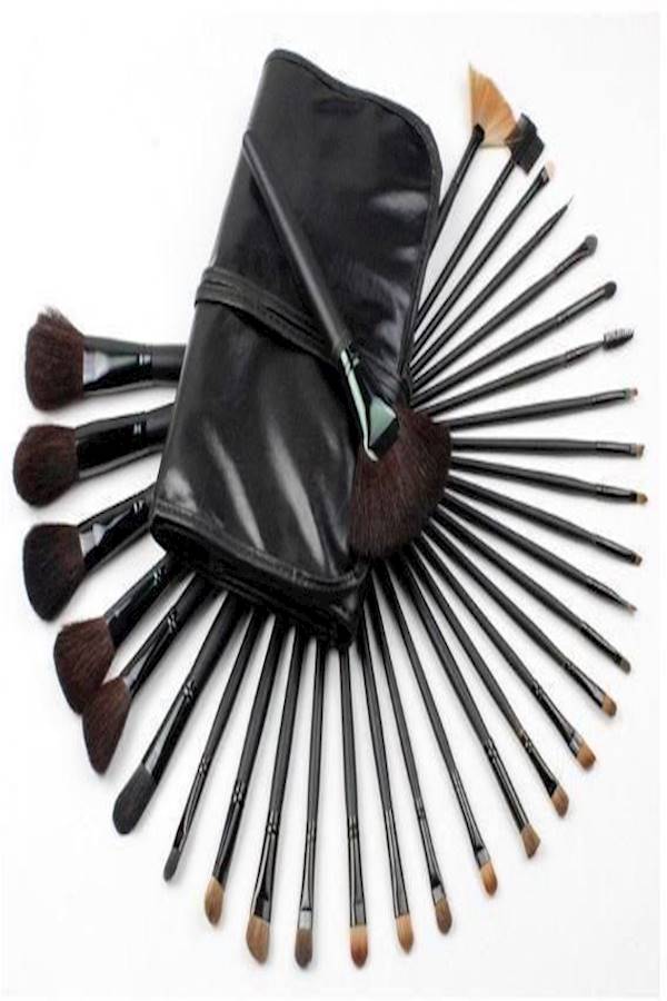 24-Piece Colour Makeup Brush Set Black - Image 2