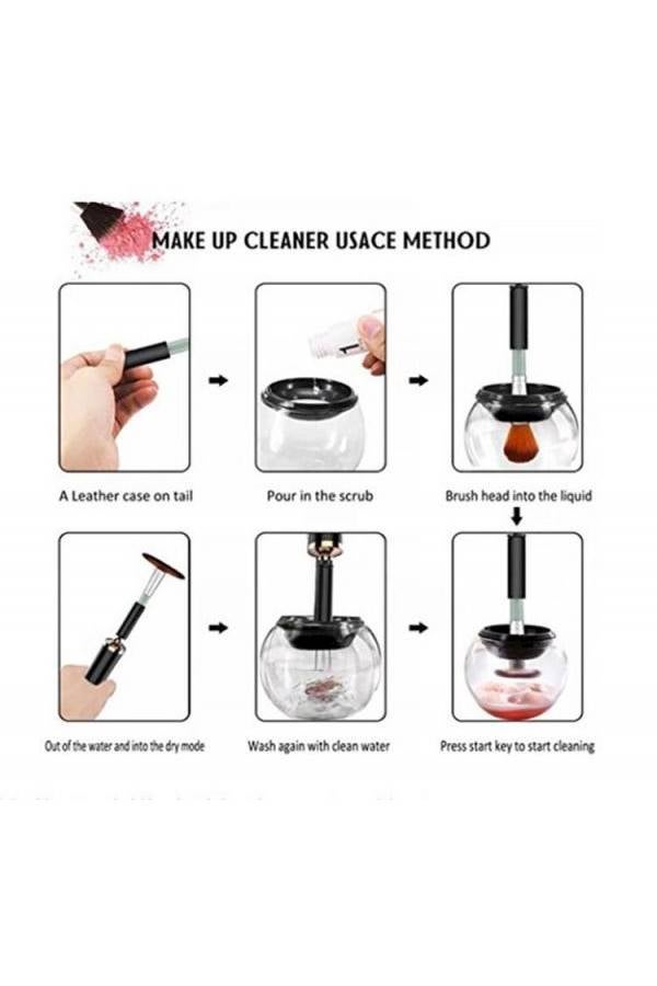 آلة تنظيف وتجفيف فرش المكياج قابلة للحمل أسود - Image 3