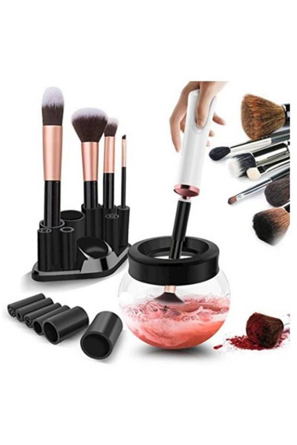 آلة تنظيف وتجفيف فرش المكياج قابلة للحمل أسود - Image 4