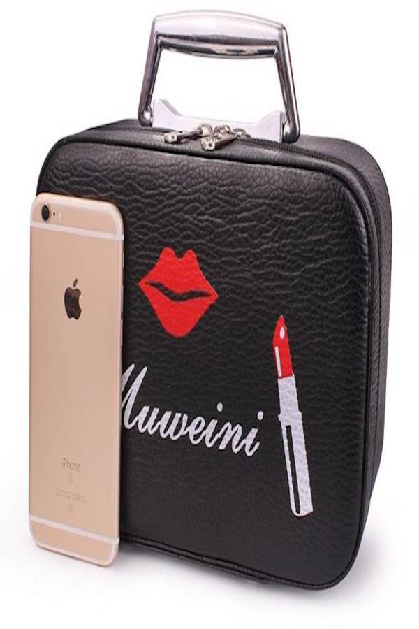 Makeup Case With Mirror Black/White/Red - Image 3