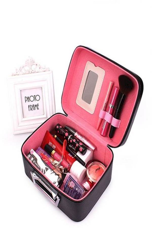 Makeup Case With Mirror Black/White/Red - Image 2