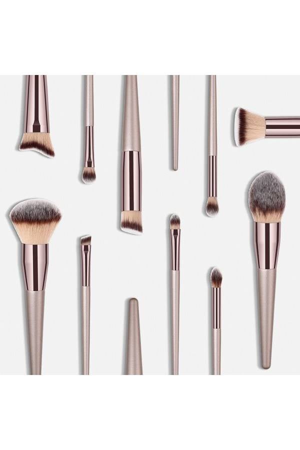 10-Piece Makeup Brush Set Gold/Beige - Image 1