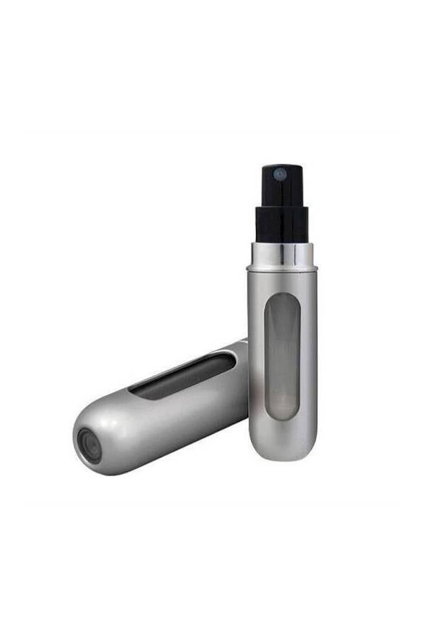 زجاجة عطر صغيرة ببخاخ يمكن إعادة ملئها ومناسبة للسفر، باللون الفضي - Image 2