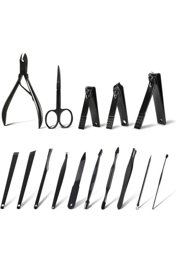 طقم قص الأظافر 15 في 1 فضي / أصفر - Image 4