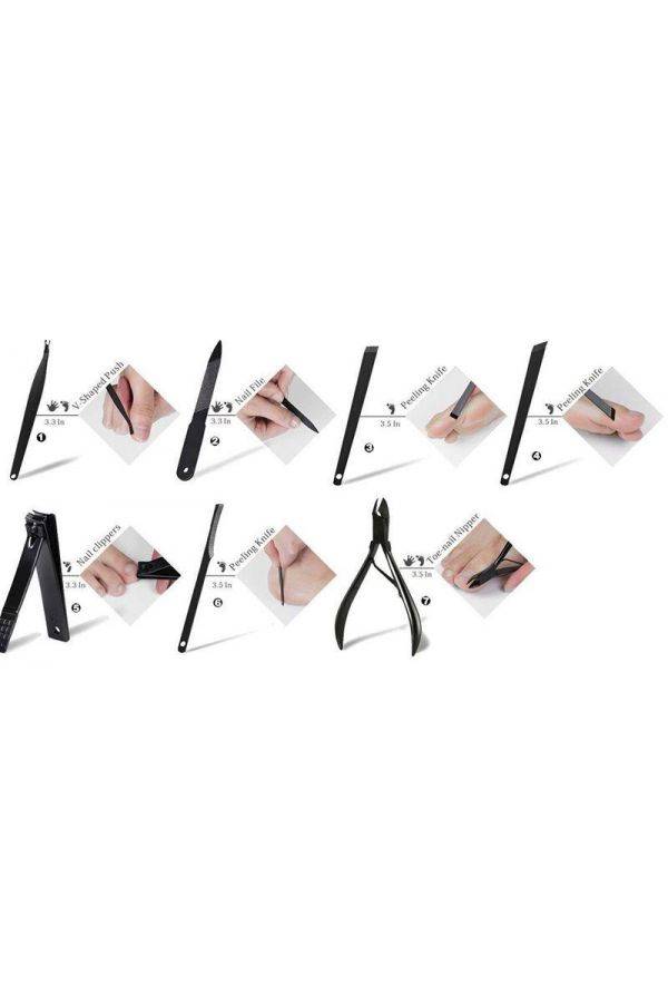 طقم قص الأظافر 15 في 1 فضي / أصفر - Image 5