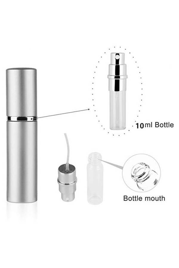 زجاجة عطر يمكن إعادة تعبئتها أتومايزر فضي - Image 4