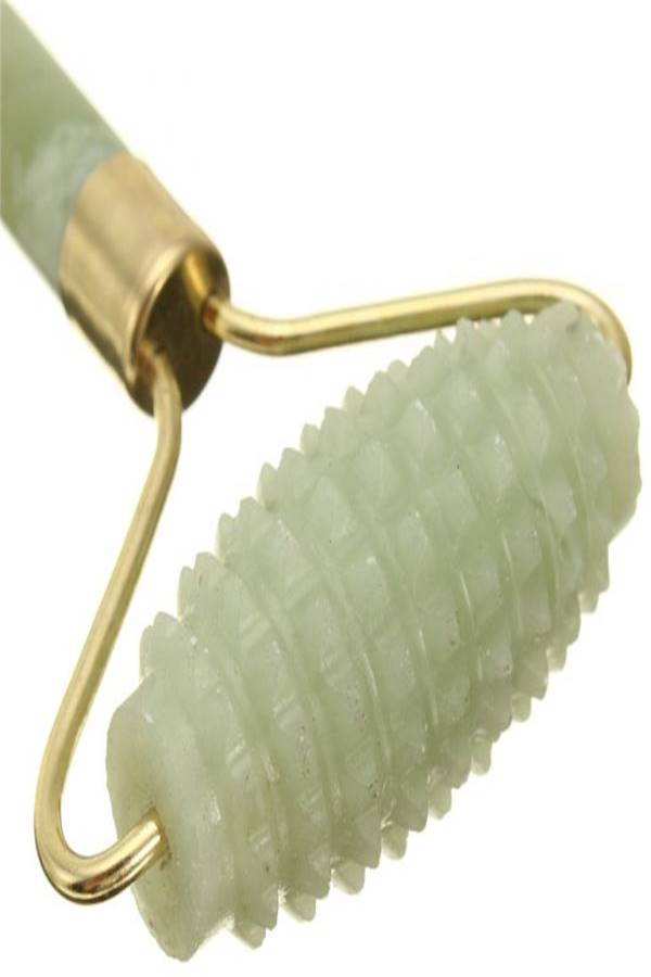 أداة تدليك الوجه محمولة ومصنوعة من حجر اليشم ذهب أخضر 14سم - Image 5