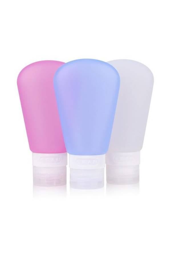 3-Piece Squeezable Liquid Cosmetics Bottles Purple/Pink/White 60ml - Image 1