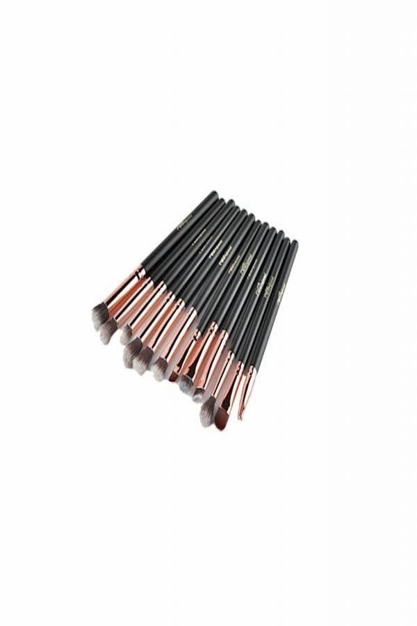 12-Piece Eyeshadow Brush Set Black/Gold - Image 2