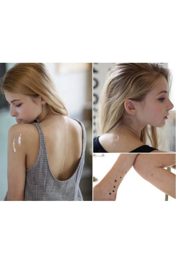 Premium Removable Tattoos Sticker Gold/Black - Image 2