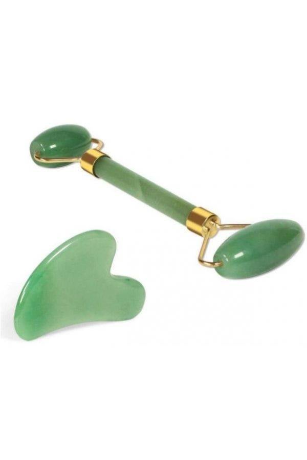 طقم تدليك الوجه Jade Roller  مكون من قطعتين أخضر - Image 1