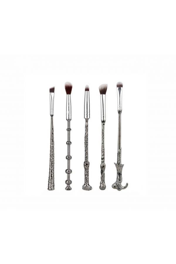 5-Piece Harry Potter Magic Wand Face Brushes Silver/Black - Image 1