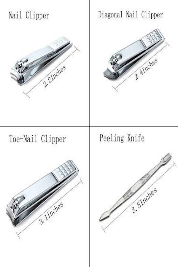 طقم أدوات مانيكير وباديكير مكون من 12 قطعة فضي - Image 2