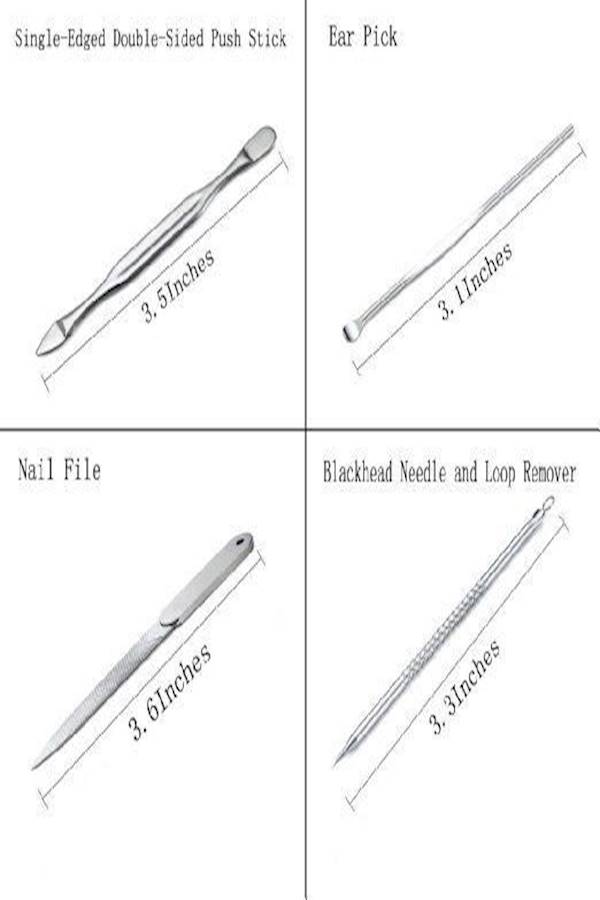 طقم أدوات مانيكير وباديكير مكون من 12 قطعة فضي - Image 3