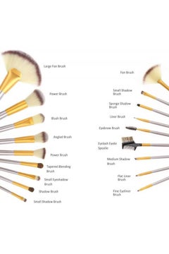 Generic 18-Piece Foundation Makeup Brush Tool With Pouch Bag Case Gold  - Image 5