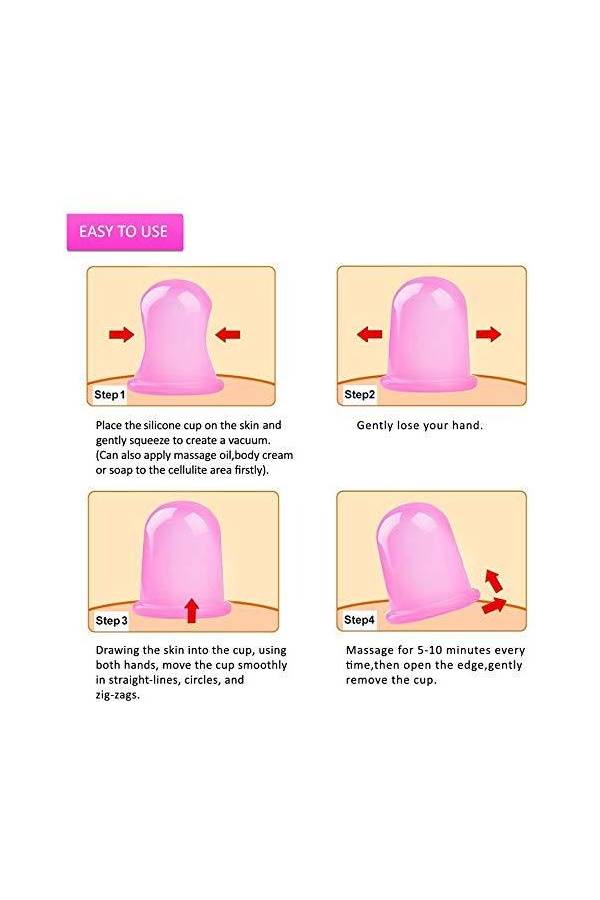 مجموعة أكواب تدليك للوجه للاستخدام المنزلي مكونة من 4 قطع وردي - Image 3