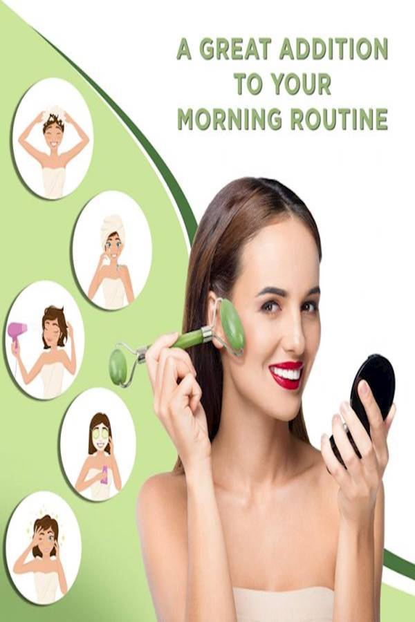 Face Massage Roller With Stone Green/Silver - Image 2