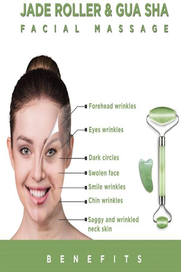 Face Massage Roller With Stone Green/Silver - Image 3