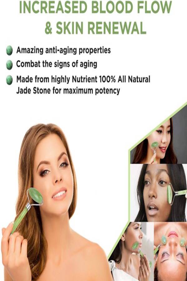 Face Massage Roller With Stone Green/Silver - Image 5