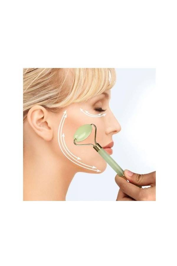 أداة تجميل طبيعية للقدم والرأس والجسم عملية محمولة للعناية بالوجه صحية بحجر دوار لتدليك الوجه مضادة للتجاعيد لتنحيف الوجه والاسترخاء وتدليك الوجه والرقبة ذهب أخضر - Image 2