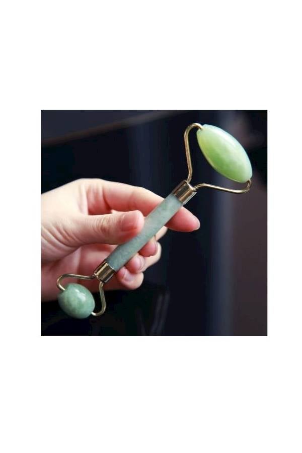 أداة تجميل طبيعية للقدم والرأس والجسم عملية محمولة للعناية بالوجه صحية بحجر دوار لتدليك الوجه مضادة للتجاعيد لتنحيف الوجه والاسترخاء وتدليك الوجه والرقبة ذهب أخضر - Image 3