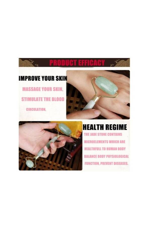 أداة تجميل طبيعية للقدم والرأس والجسم عملية محمولة للعناية بالوجه صحية بحجر دوار لتدليك الوجه مضادة للتجاعيد لتنحيف الوجه والاسترخاء وتدليك الوجه والرقبة ذهب أخضر - Image 4