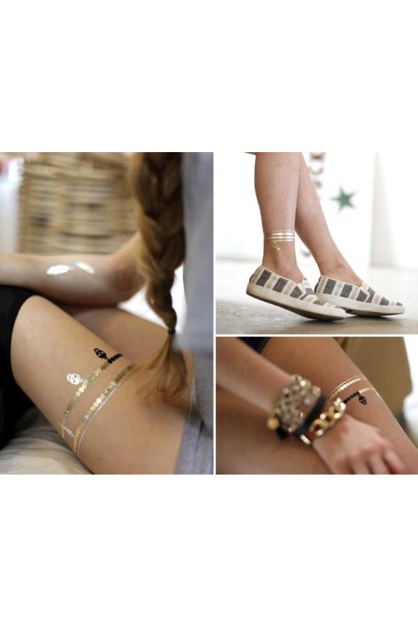 مجموعة ملصقات تاتو مؤقتة ميهندي ذهبي - Image 3