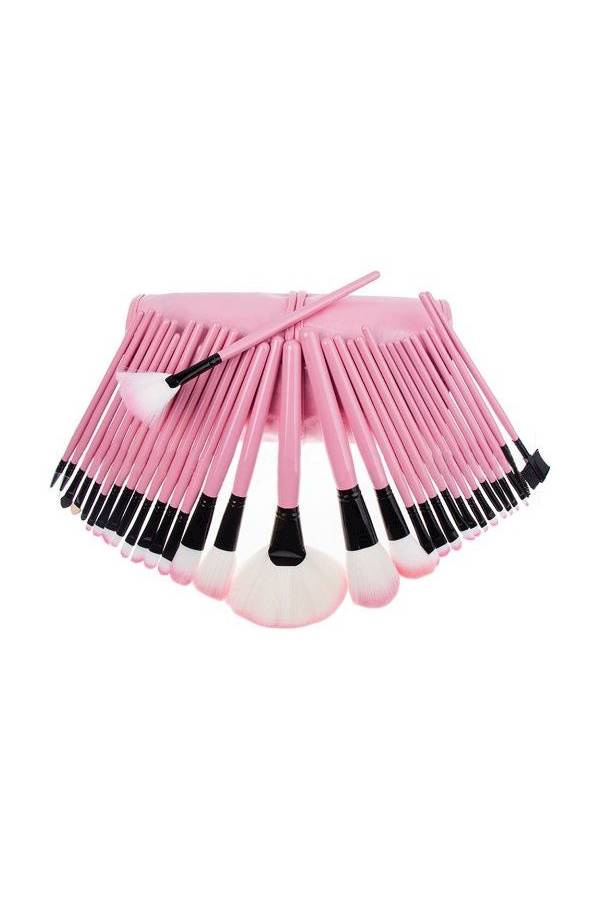 32-Piece Professional Makeup Brush Black/Pink - Image 3