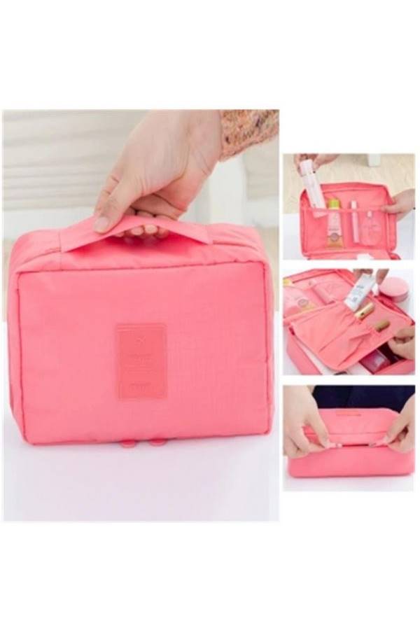 Portable Toiletry Travel Kit Organizer Cosmetic Bag Pink - Image 3