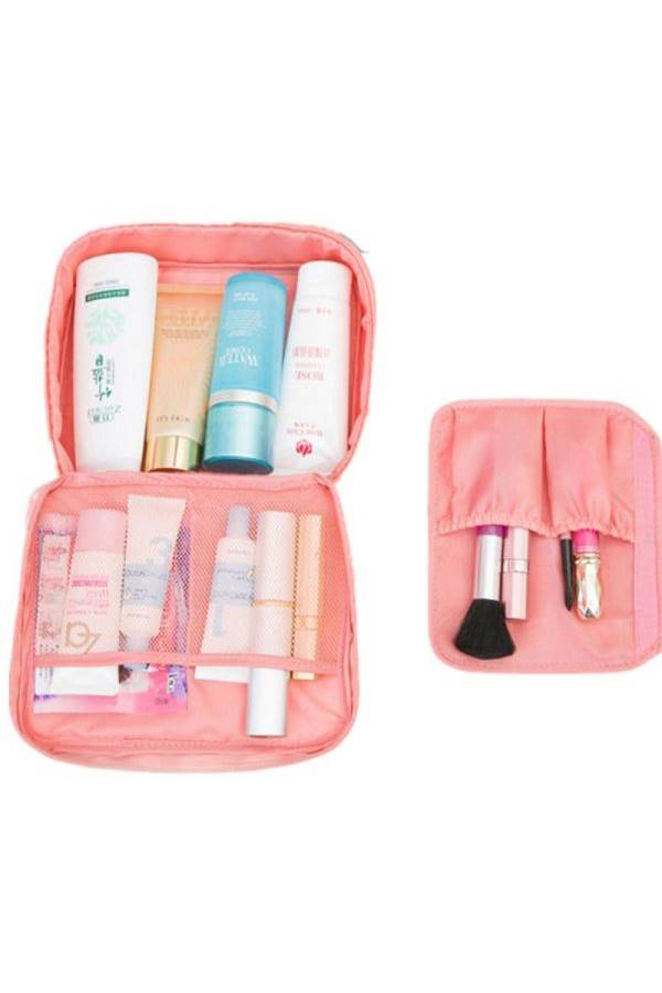 Portable Toiletry Travel Kit Organizer Cosmetic Bag Pink - Image 4