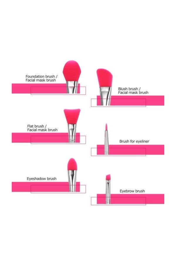 6-Piece Silicone Brush Tools Pink - Image 3