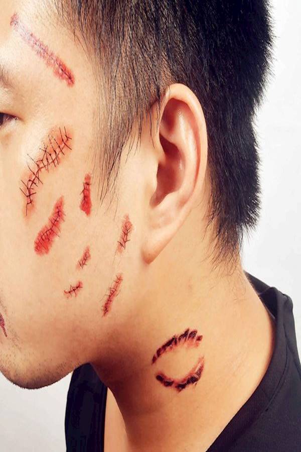 6-Piece Halloween Themed Temporary Tattoos Set Red/Black/Beige - Image 5