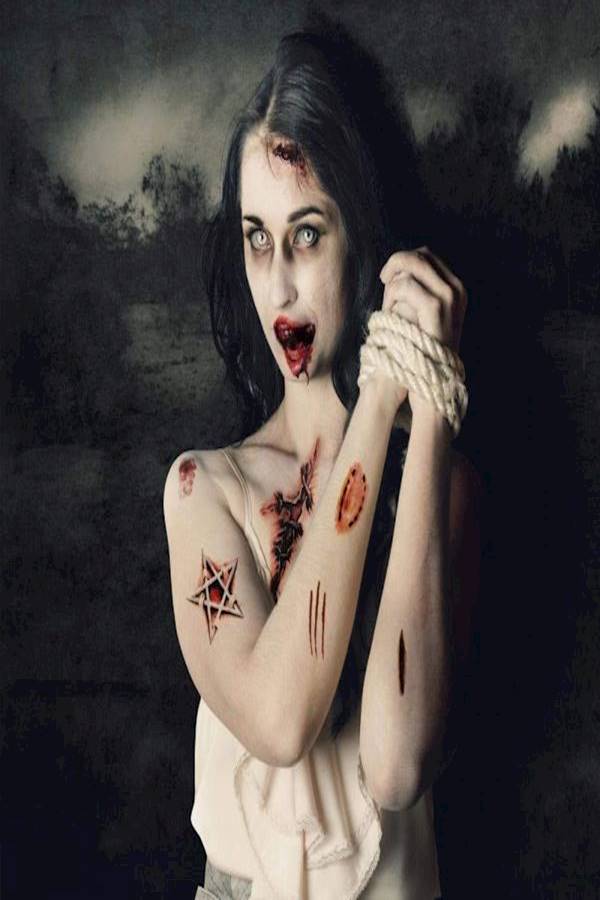 6-Piece Halloween Themed Temporary Tattoos Set Red/Black/Beige - Image 3