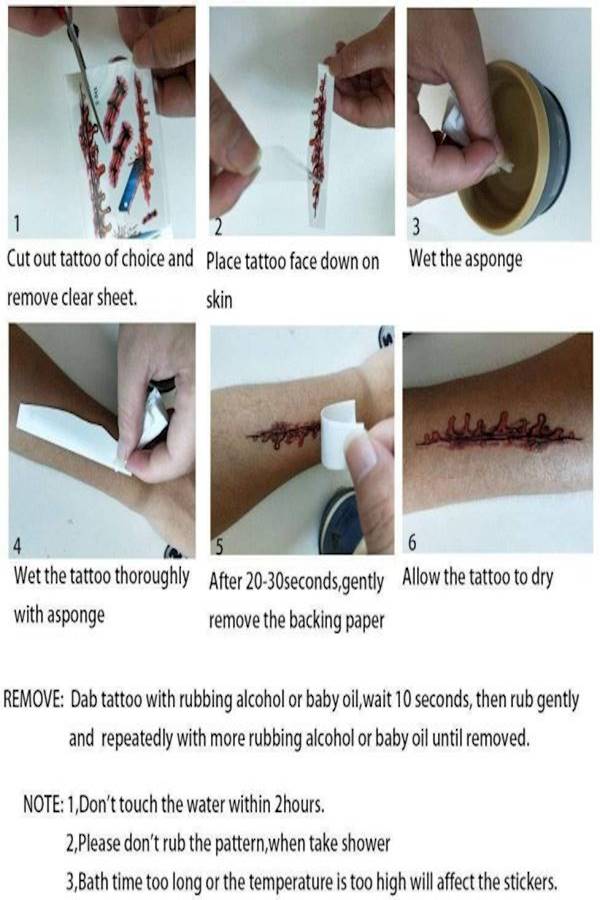 6-Piece Halloween Themed Temporary Tattoos Set Red/Black/Beige - Image 4