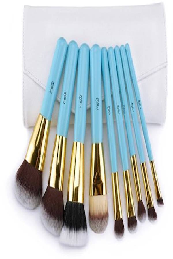 Generic - 9-Piece Colour Handle Makeup Brush Set Blue - Image 1