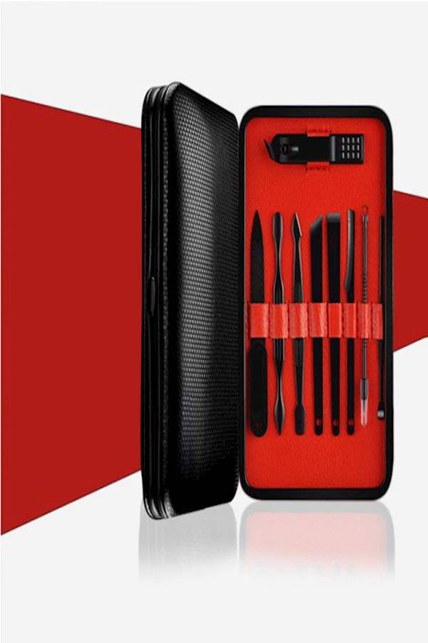 15-Piece Manicure Pedicure Tools Set With Case Black/Red - Image 3