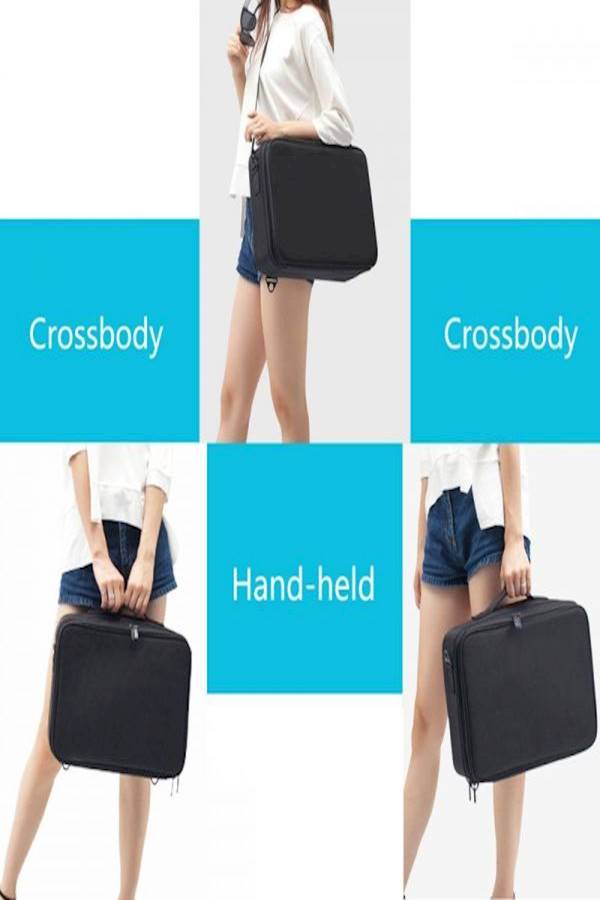 حقيبة أدوات تجميل مكونة من 3 طبقات أسود - Image 4