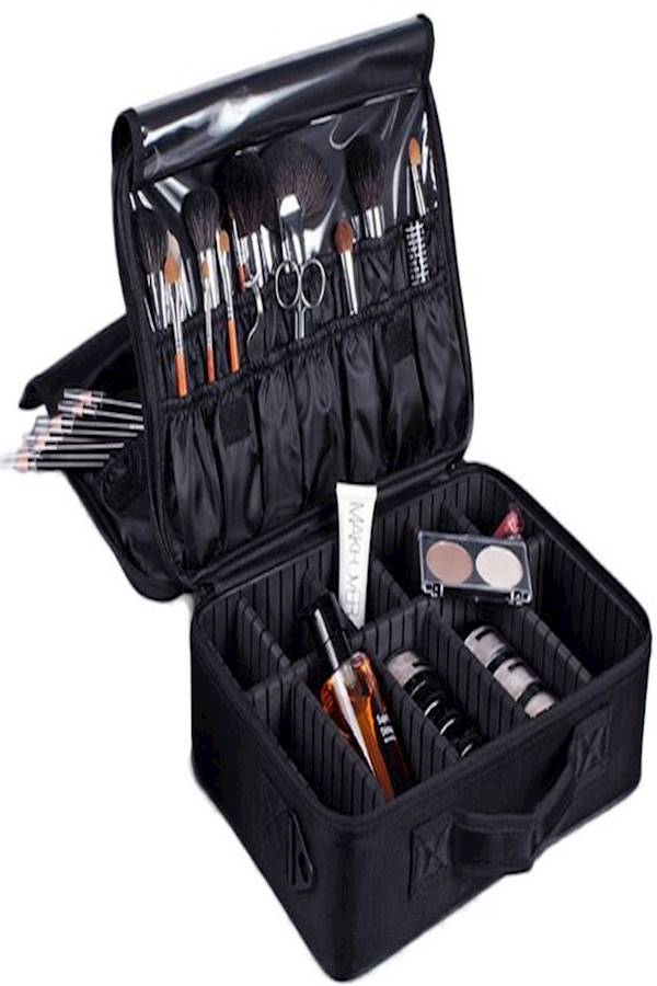 حقيبة أدوات تجميل مكونة من 3 طبقات أسود - Image 2