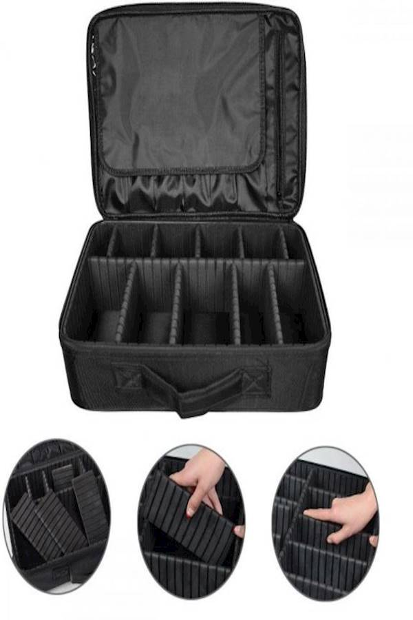 حقيبة أدوات تجميل مكونة من 3 طبقات أسود - Image 3