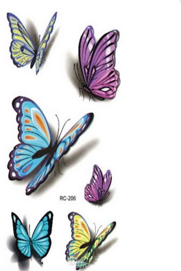 Waterproof Tattoo Stickers Blue/Purple/Yellow - Image 1