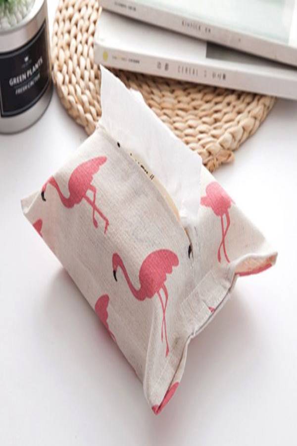 3-Piece Bird Printed Tissue Box Set Beige/Pink 23x17mm  - Image 2