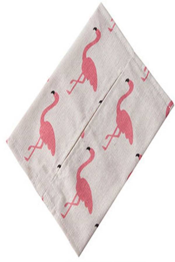 3-Piece Bird Printed Tissue Box Set Beige/Pink 23x17mm  - Image 1